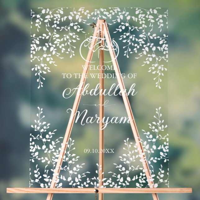 Panneau En Acrylique Floral moderne musulman Mariage islamique Bienvenu (Créateur téléchargé)