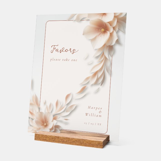 Panneau En Acrylique floraux d'ivoire coulant mariage acrylique (Angle)