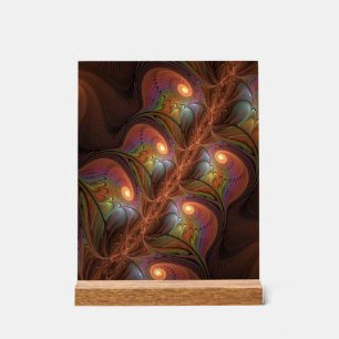 Panneau En Acrylique Fluorescent coloré Abstrait Trippy Brown Fractal