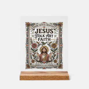 Panneau En Acrylique Foi en Jésus Art Populaire Foi Chrétienne Jésus Ar