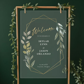 Panneau En Acrylique Foliage minimal et Terrarium géométrique Or Bienve