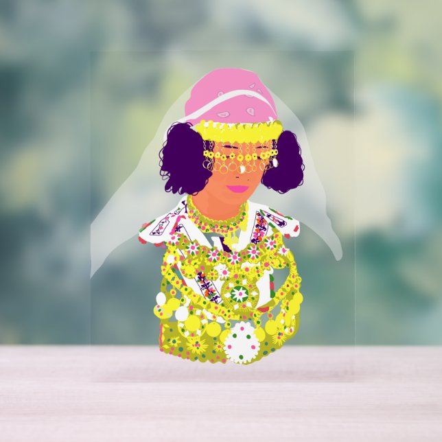 Panneau En Acrylique Folk Costume-Inspired Acrylic Art Sign (Neutre)