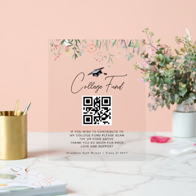 Panneau En Acrylique Fonds du Collège d'études supérieures Fleurs sauva (Mariage)