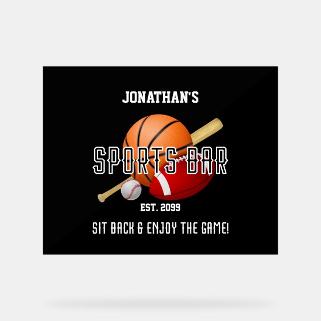 Panneau En Acrylique Football Baseball Basket Bar Sports (Recto)