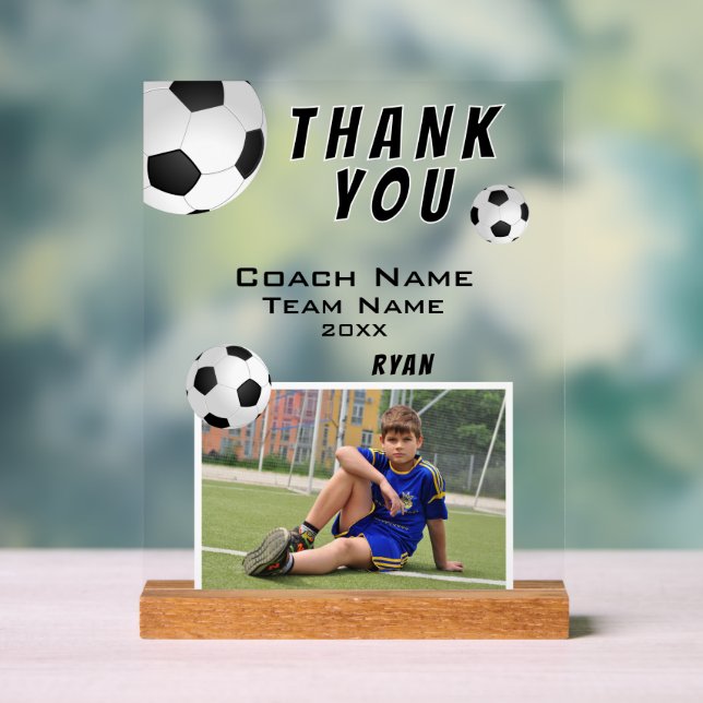 Panneau En Acrylique Football Football Ball Sports Coach Photo Merci (Neutre)