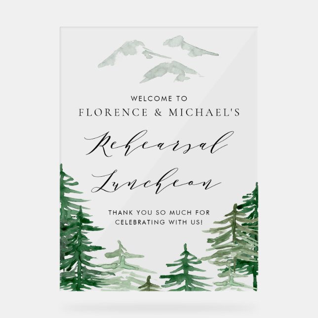 Panneau En Acrylique Forêt de aquarelle de campagne Répétition Brunch (Recto)