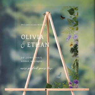 Panneau En Acrylique Forêt enchantée Vintage bois Mariage Bienvenue