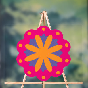 Panneau En Acrylique formes de cercles floraux colorés