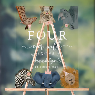 Panneau En Acrylique Four Ever Wild Pink Safari Bienvenue Anniversaire