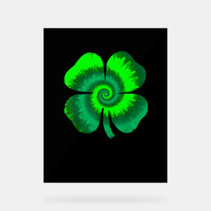 Panneau En Acrylique Four Leaf Clover Tie Dye St Patrick's Day Lucky Sh