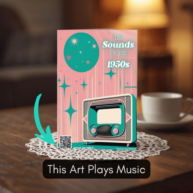 Panneau En Acrylique Framed 1950s Music Art Dementia Gift with QR Code (Créateur téléchargé)