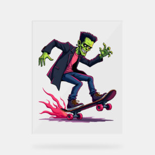Panneau En Acrylique Frankenstein Skate - Cool Halloween Streetwear Sh