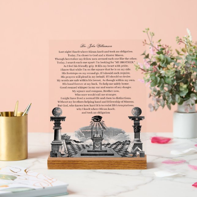 Panneau En Acrylique Freemason (Mariage)