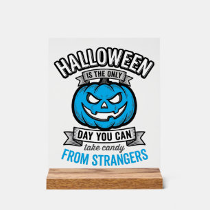Panneau En Acrylique Friandises d'Halloween de la part d'inconnus Vinta