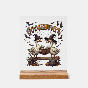 Panneau En Acrylique Frissons d'Halloween Oies Chapeaux de Sorcière Liv
