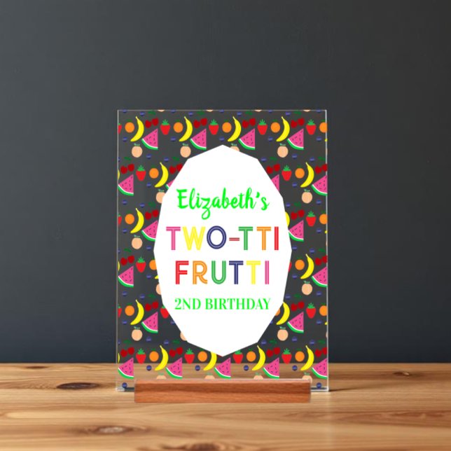 Panneau En Acrylique Fruit Deux-tti Frutti 2e anniversaire (Créateur téléchargé)