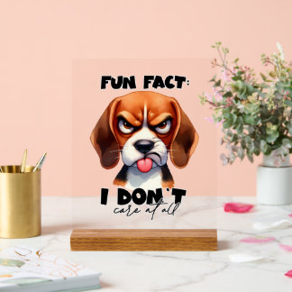 Panneau En Acrylique Funky fun fact care mot art chien