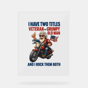 Panneau En Acrylique Funky Grumpy Vieux Homme Vétérinaire Moto