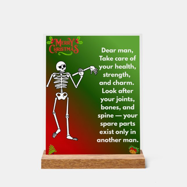 Panneau En Acrylique Funny Christmas Skeleton Wishes for man (Recto)