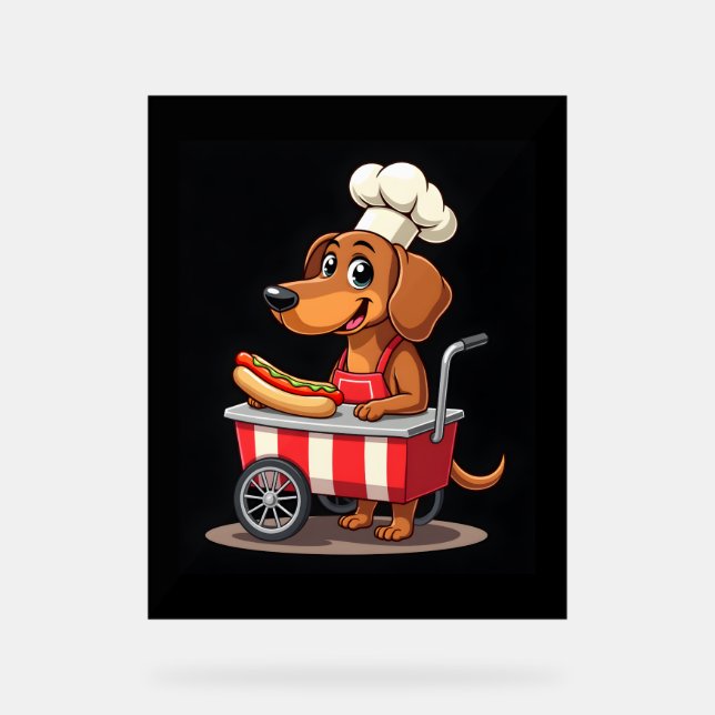 Panneau En Acrylique Funny Dachshund Chien Hotdog Sandwich Weenie Sauci (Recto)