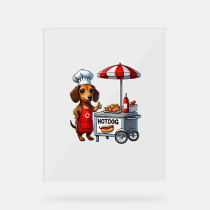 Panneau En Acrylique Funny Dachshund Chien Weiner Saucisse Hotdog Sandw