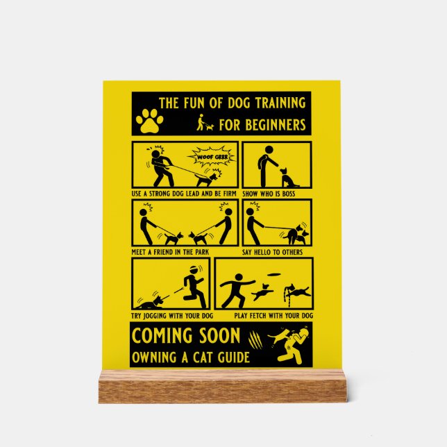Panneau En Acrylique Funny Dog Training Instruction Manual (Recto)