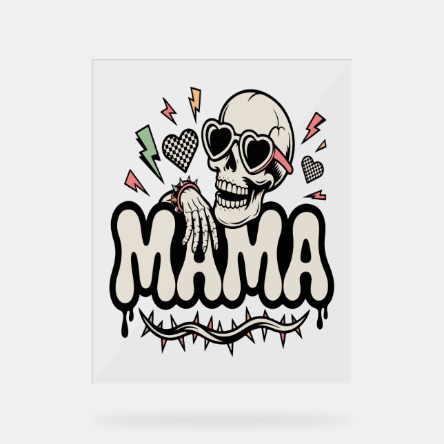Panneau En Acrylique Funny Halloween Mama Cool Skull (Recto)