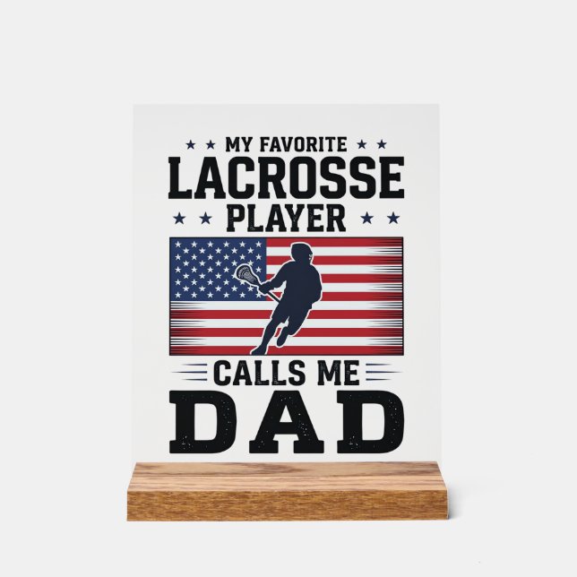 Panneau En Acrylique Funny Lacrosse Dad American Flag Vintage Shirt Des (Recto)