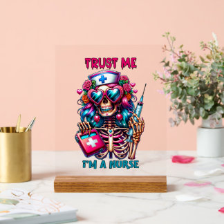 Panneau En Acrylique Funny Nurse trust mot art