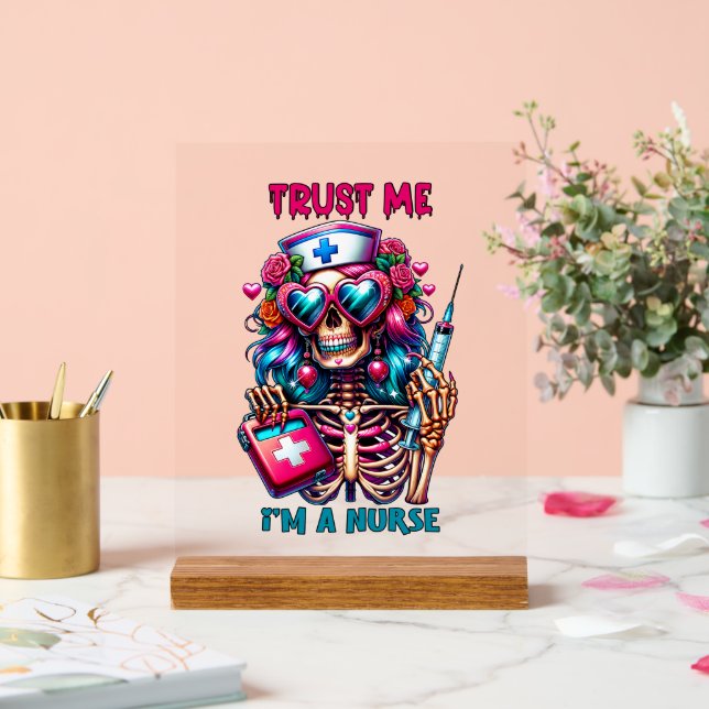 Panneau En Acrylique Funny Nurse trust mot art (Mariage)