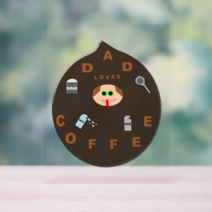 Panneau En Acrylique Funny Papa Monster aime le café
