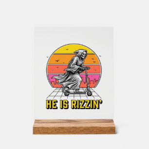 Panneau En Acrylique Funny Reaper Scooter Vintage Sunset Conception de 