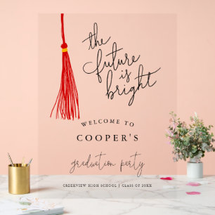 Panneau En Acrylique Futur est brillant Rouge Tassel Grad Party
