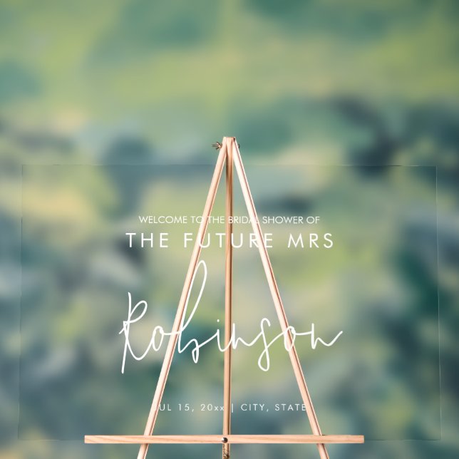 Panneau En Acrylique Futur mariage moderne Bridal Shower Bienvenue Blan (Neutre)