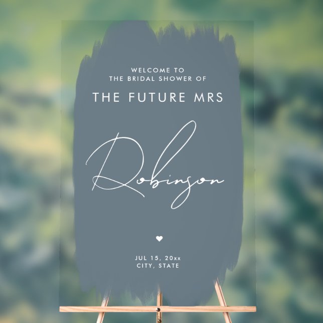 Panneau En Acrylique FUTURE MRS Fête des mariées Bienvenue Dusty Blue (Neutre)