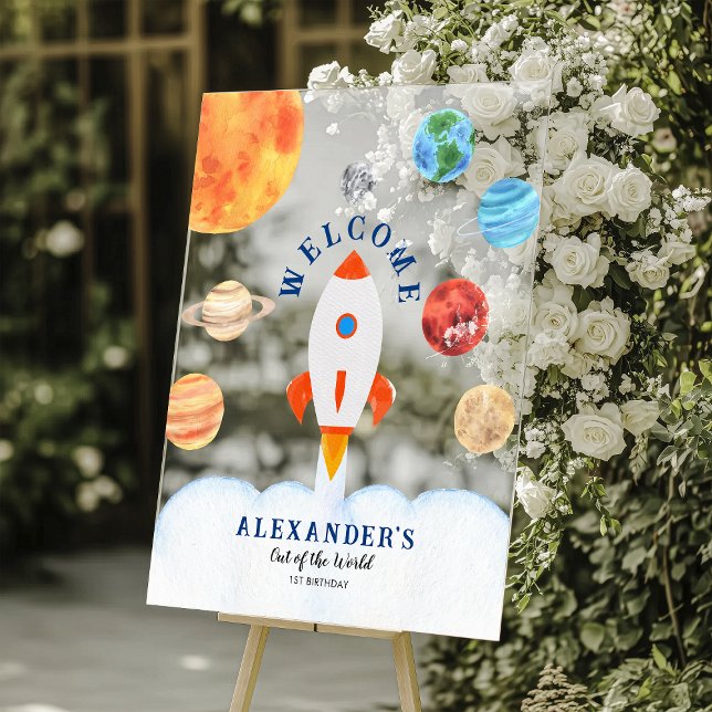 Panneau En Acrylique Galaxy Planètes et étoiles Space Rocket Bienvenue (Créateur téléchargé)