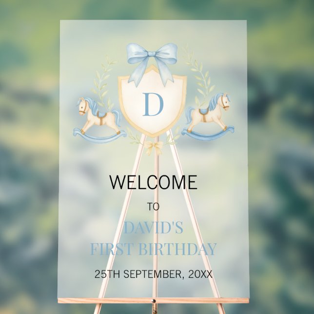 Panneau En Acrylique Garçon au cheval à bascule vintage pour son premie (Neutre)