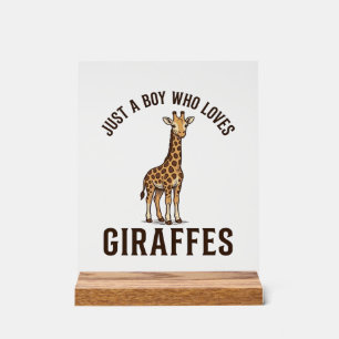 Panneau En Acrylique Garçon qui aime les girafes Vintage Gravure T-Shir