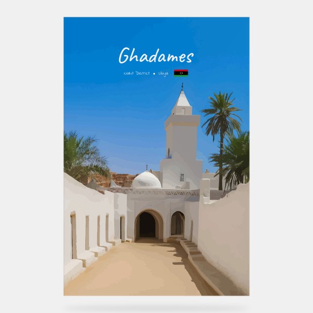 Panneau En Acrylique Ghadames, Libye - Mosquée Blanche (Recto)