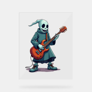 Panneau En Acrylique Ghost Jouer Guitare - Musique Éffrayante Halloween