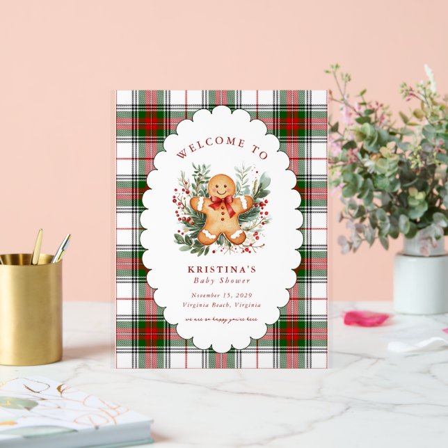 Panneau En Acrylique Gingerbread Baby Shower Welcome  (Mariage)