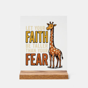 Panneau En Acrylique Girafe Faith Over Fear Chemise Vintage Chrétienne_
