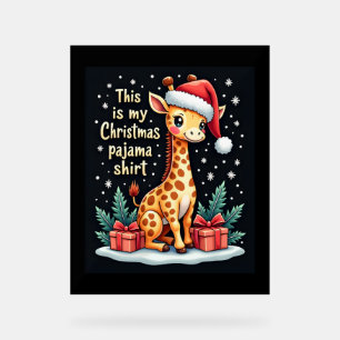 Panneau En Acrylique Girafe portant le chapeau de Noël correspondant Pa