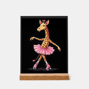 Panneau En Acrylique Girafe sur des patins à roulettes en justaucorps t