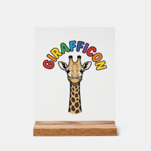 Panneau En Acrylique Girafe Vintage Icône Conception de Chemise de Mign