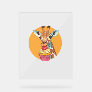 Panneau En Acrylique Giraffe Avec Cupcake