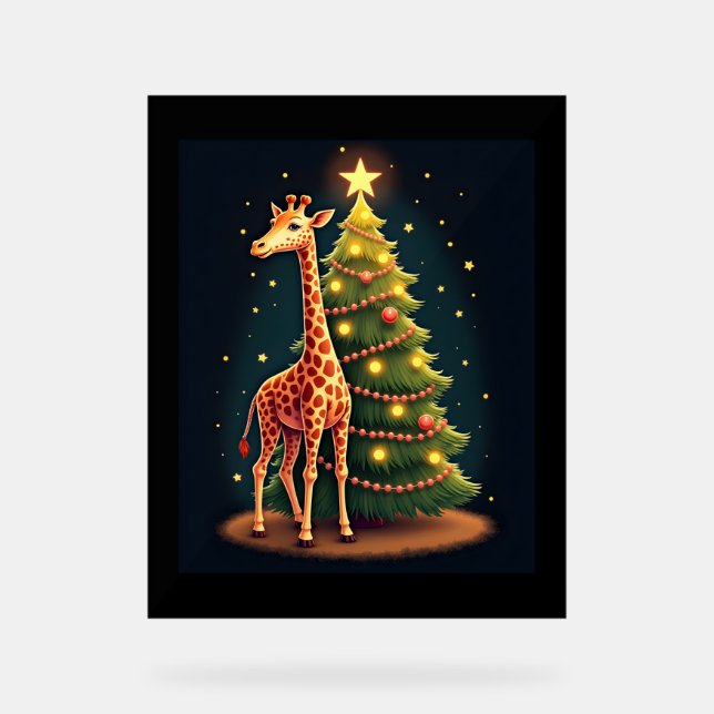 Panneau En Acrylique Giraffe de Noël Topper arbre officiel Funny Tall (Recto)