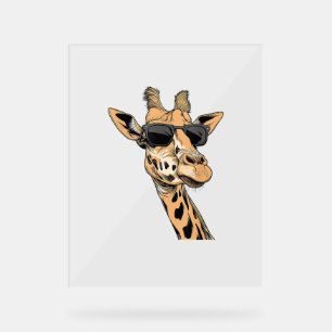 Panneau En Acrylique Giraffe Portant des lunettes de soleil