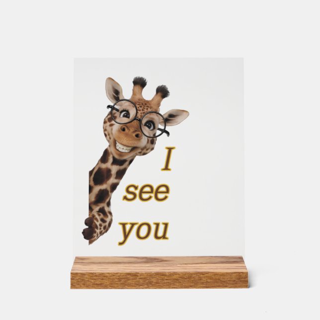 Panneau En Acrylique Giraffe.Text.Je vous vois (Recto)