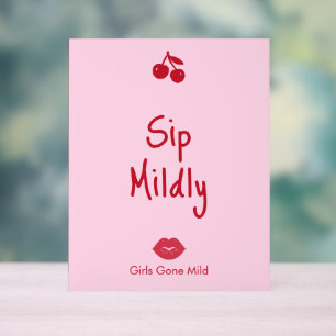 Panneau En Acrylique Girls Gone Mild Rose et Rouge Cerise Enterrement d